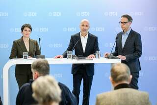 BDI Jahresauftakt-Pressekonferenz 2025 mit Tanja Gönner, Peter Leibinger und Guido Warlimont