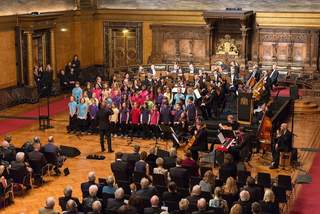 Konzert von Hamburger Schülerinnen und Schülern im Rathaus.